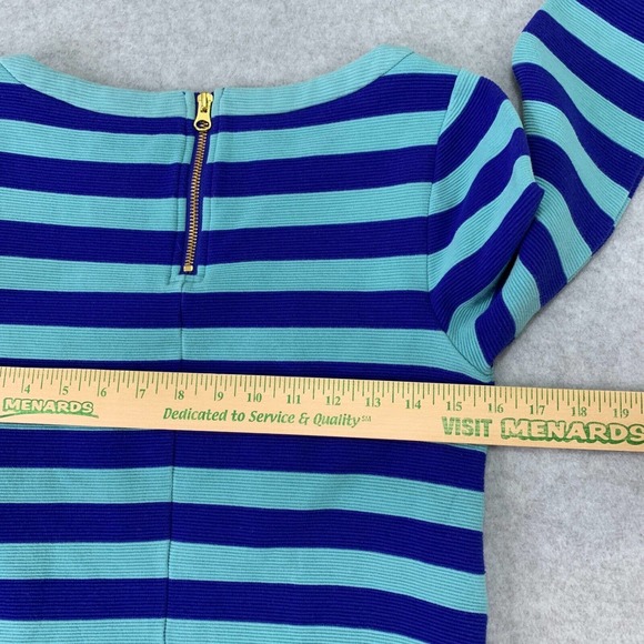 Boden Top Womens 4 Blue Maggie Ottoman 3/4 Sleeve Ribbed Knit Boat Neck Pockets - Picture 10 of 11